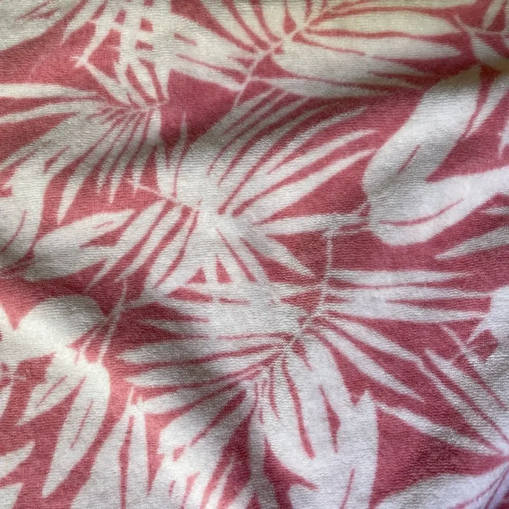 LANDS END Girls XL 14-16 pink and white terry cloth romper